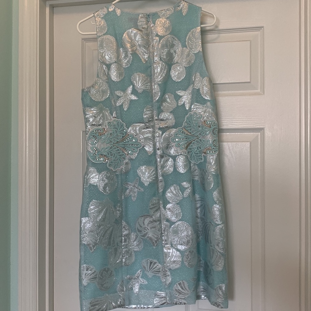 Lilly Pulitzer Aqua and Silver Mini Dress - Picture 3 of 12